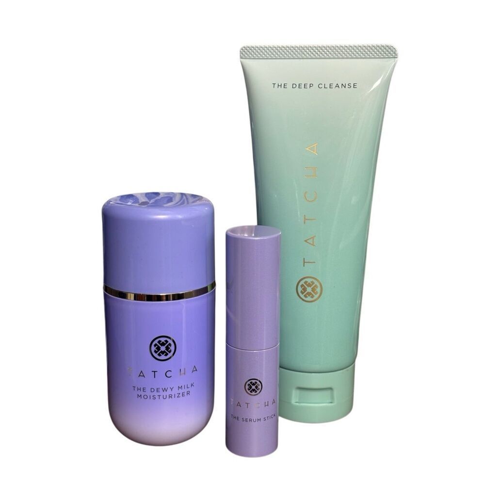Tatcha skincare the deep cleanse , dewy milk moisturizer and serum stick bundle